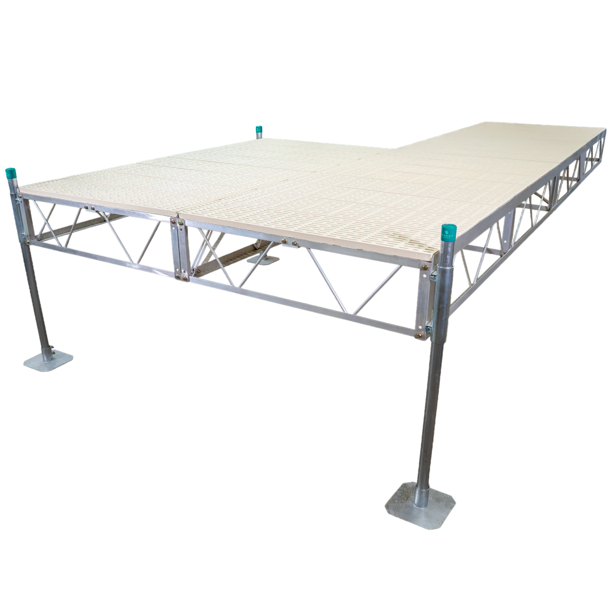 Patriot Docks 32' Patio Stationary Pipe Dock with Tan Poly Decking